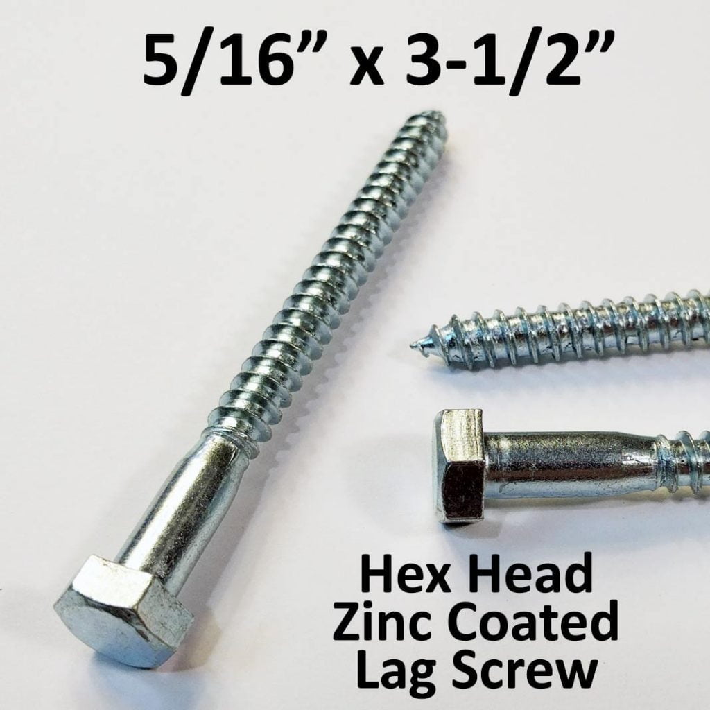 5/16" x 31/2" Lag Screws White Zinc Plated (Bulk Box) RCG Designs