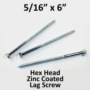 400 Hex Head 5//16 x 6 Lag Bolts Zinc Plate Wood Screws BULK