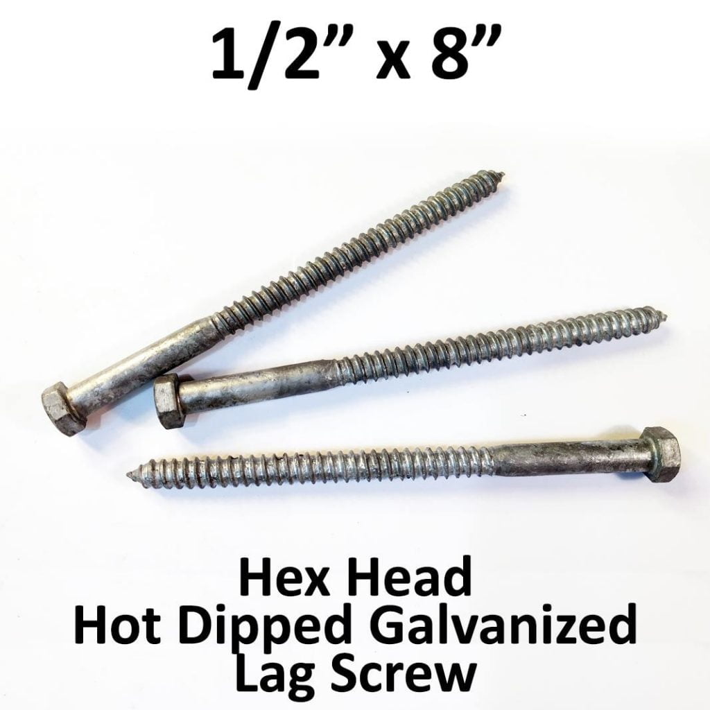 1/2" x 8" Lag Screws Galvanized Hot Dipped HDG (Bulk Box) RCG Designs