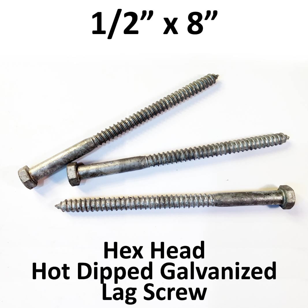 1/2" x 8" Lag Screws Hex Head Galvanized Heavy Duty Wood Lag Bolts 50 