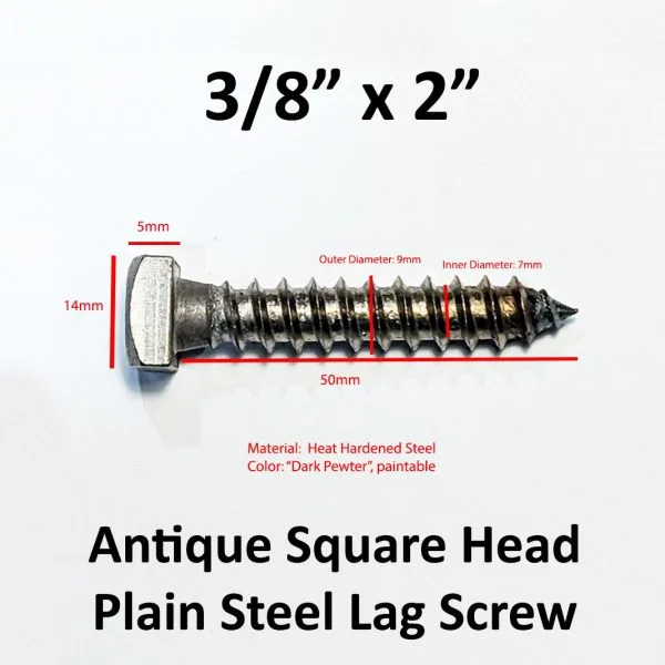 antique lag screws paintable square head