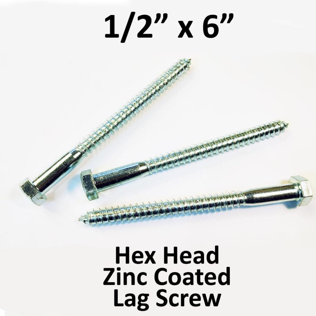 1/2" x 6" Lag Screws White Zinc Plated (Bulk Box) RCG Designs Stuff