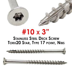 #10 x 3 stainless steel deck screw