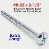 #8-32 x 2-1/2 Breakaway Machine Screws EXTRA LONG Kitchen Cabinet Knobs Pulls