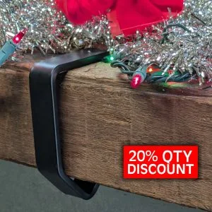 Black Stocking Hanger for Thick Mantels