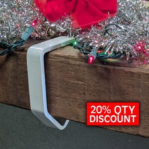 White Stocking Hanger for Thick Mantels