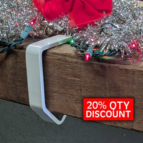 White Stocking Hanger for Thick Mantels
