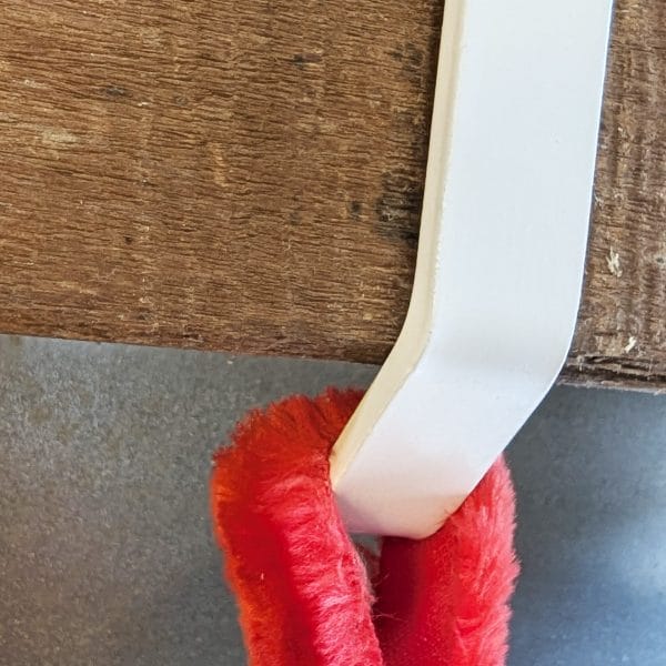 White Stocking Hanger for Thick Shelves